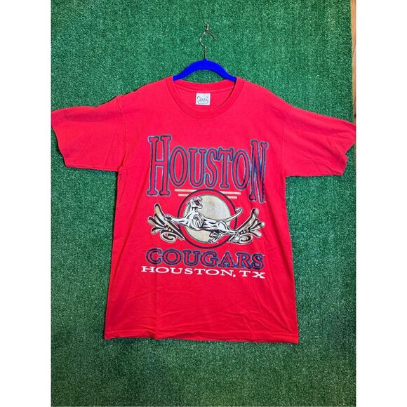 Sz L vintage 1990s single stitch University of Houston Texas cougars Savvy shirt - Picture 1 of 9